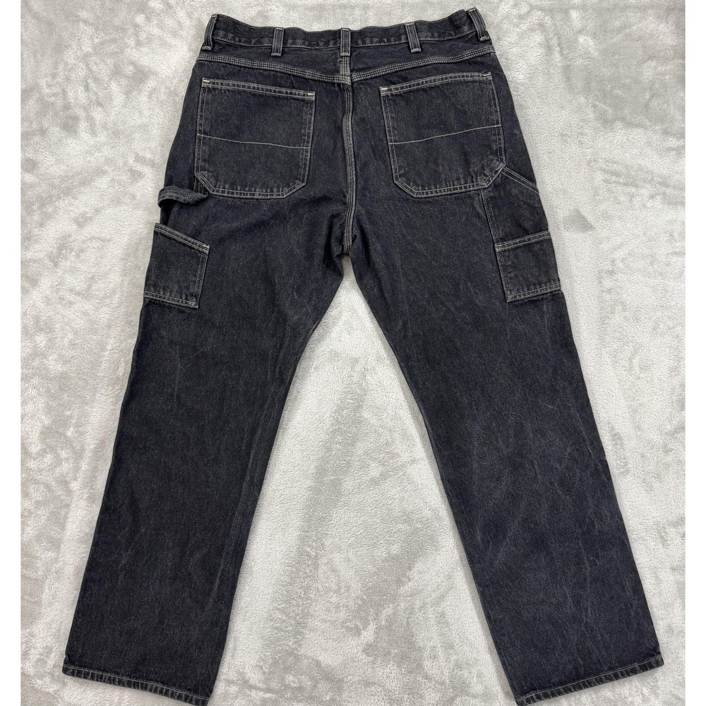 Vintage Faded Glory Jeans Mens 38x34 Black Gray Baggy Carpenter Y2K Hammer Loop